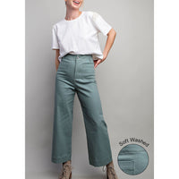 ee:some - Soft Washed Wide Leg Pants - Sage