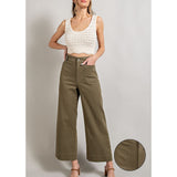 ee:some - Soft Washed Wide Leg Pants - Olive
