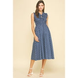 Pinch - Floral Front Tie Midi Dress - Navy