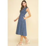 Pinch - Floral Front Tie Midi Dress - Navy