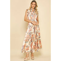 Pinch - Floral Print Tiered Maxi Dress - Cream Multi