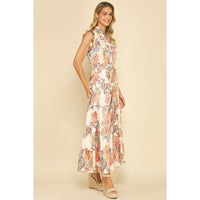 Pinch - Floral Print Tiered Maxi Dress - Cream Multi