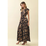 Pinch - Floral Print Tiered Maxi Dress - Black Multi