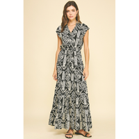 Pinch - Jungle Print Tiered Maxi Dress - Black
