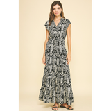 Pinch - Jungle Print Tiered Maxi Dress - Black