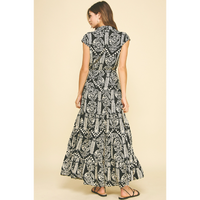 Pinch - Jungle Print Tiered Maxi Dress - Black