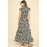 Pinch - Jungle Print Tiered Maxi Dress - Black