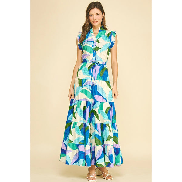 chinese dress ladies Floral Tiered Maxi Dress