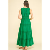 Pinch - Ruffled Detail Tiered Maxi Dress - Kelly Green