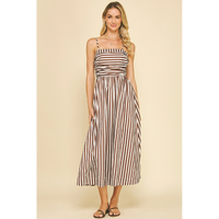 Pinch - Striped Midi Dress - Brown