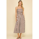 Pinch - Striped Midi Dress - Brown