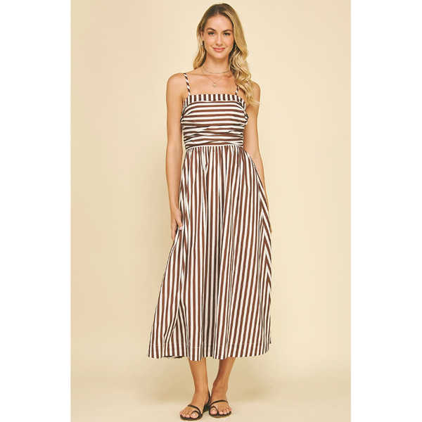 Pinch - Striped Midi Dress - Brown