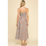 Pinch - Striped Midi Dress - Brown