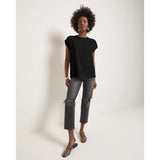 Seventy Eight and Sunny - Bloom Ruched Shoulder Tee - Faded Black