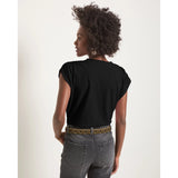 Seventy Eight and Sunny - Bloom Ruched Shoulder Tee - Faded Black