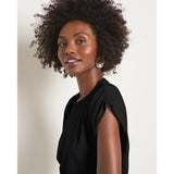 Seventy Eight and Sunny - Bloom Ruched Shoulder Tee - Faded Black