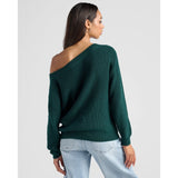 Seventy Eight and Sunny - Coastal One Shoulder Sweater - Hunter Green