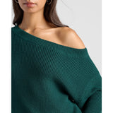 Seventy Eight and Sunny - Coastal One Shoulder Sweater - Hunter Green