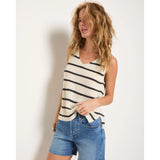 Seventy Eight and Sunny - Coastal Striped Sweater Tank - Cream/ Black