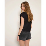 Seventy Eight and Sunny - Eye Candy Ruched Front Tee - Faded Black