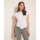 Seventy Eight and Sunny - Eye Candy Ruched Front Tee - White