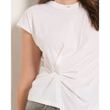 Seventy Eight and Sunny - Eye Candy Ruched Front Tee - White