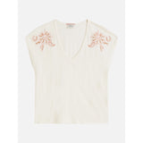 Scotch & Soda - Embroidered V-neck T-shirt - Eggnog