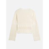 Scotch & Soda - Pointelle Stitch V Neck Pullover - Eggnog