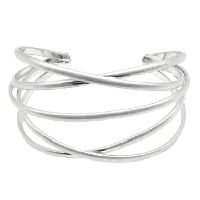 Double Layer Gold Metal Cuff - Silver