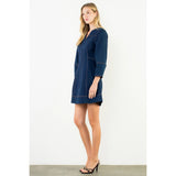 THML - Denim V-neck Dress - Dark Blue