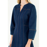 THML - Denim V-neck Dress - Dark Blue