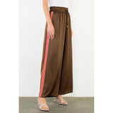 THML - Drawstring Pants with Velvet Details - Brown