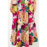 THML - Floral Tiered Midi Dress - Fuschia