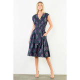 THML - Floral Zipper Front Dress - Navy