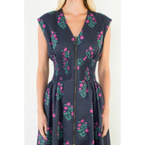 THML - Floral Zipper Front Dress - Navy