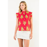THML - Flutter Sleeve Floral Detail Top - Magenta