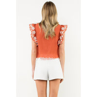 THML - Flutter Sleeve Textured Top - Rust