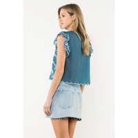 THML - Flutter Sleeve Waist Length Top - Navy
