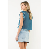 THML - Flutter Sleeve Waist Length Top - Navy