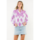 THML - Long Sleeve Flower Print Top - Purple