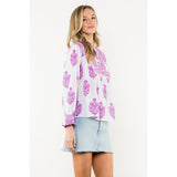 THML - Long Sleeve Flower Print Top - Purple