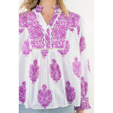 THML - Long Sleeve Flower Print Top - Purple