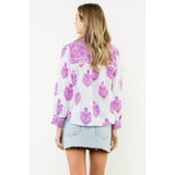 THML - Long Sleeve Flower Print Top - Purple