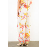THML - Loose Floral Pattern Pants - Cream