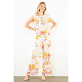 THML - Loose Floral Pattern Pants - Cream