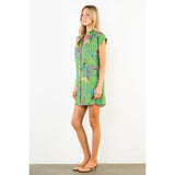 THML - Short Sleeve Animal Print Dress - Green