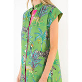 THML - Short Sleeve Animal Print Dress - Green