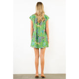 THML - Short Sleeve Animal Print Dress - Green