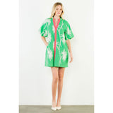 THML - Short Sleeve Embroidered Dress - Green