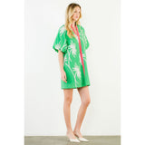 THML - Short Sleeve Embroidered Dress - Green